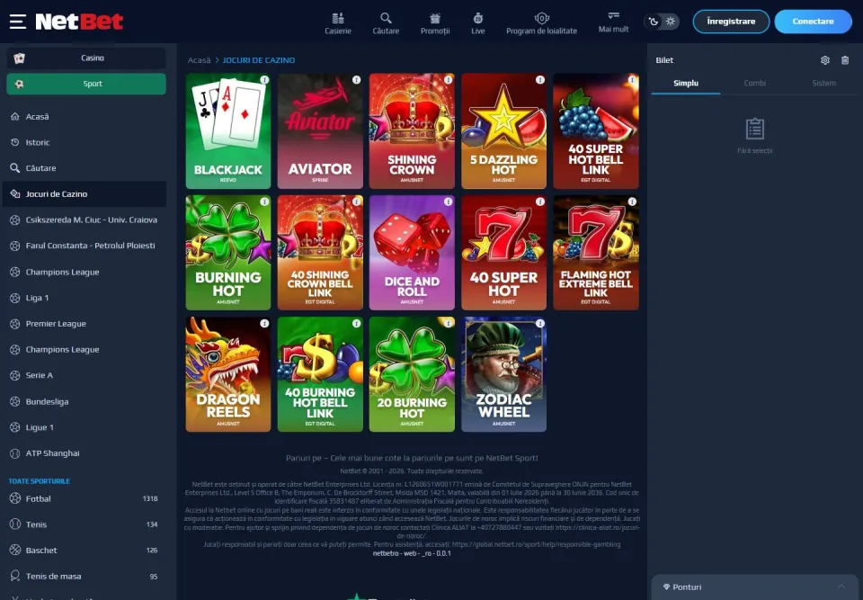 NetBet: Jeux (sport.netbet.ro)